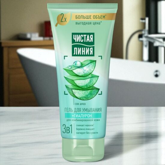 Gel pentru curatare ЧИСТАЯ ЛИНИЯ, 3in1, pentru ten mixt, 200 ml