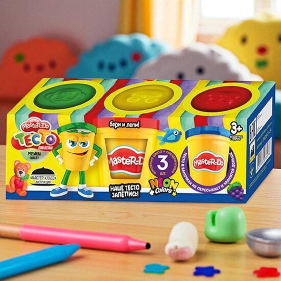 Set Creatie DANKOTOYS MASTER DO, Aluat pentru modelare, caldarusa 3 buc x 50 g
