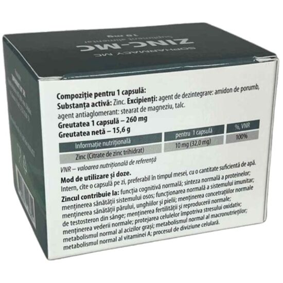 Capsule SOPHARMACY MC ZINC 10 mg, 60 buc, 3 image