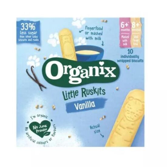 Biscuiti organice cu vanilie pentru sugari ORGANIX  Little Ruskits, +6 luni, 60 g