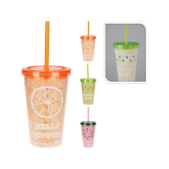 Pahar pentru băuturi EH, cu capac și pai, plastic, 500 ml, 2 image