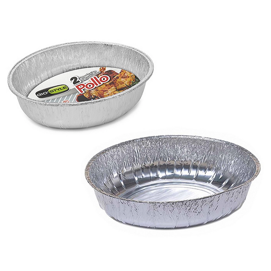 Forme din folie de aluminiu GioStyle, 100µm, 26x22x8 cm, pentru pui, 2 bucăți