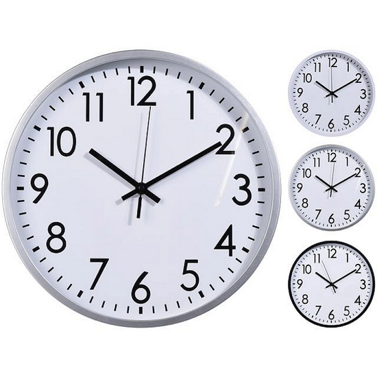 Ceas de perete rotund Segnale, 30 cm, H4 cm, plastic, alb, 3 modele