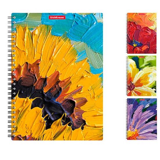 Блокнот ERICHKRAUSE Flowers А5, 80 листов, клетка, на спирали