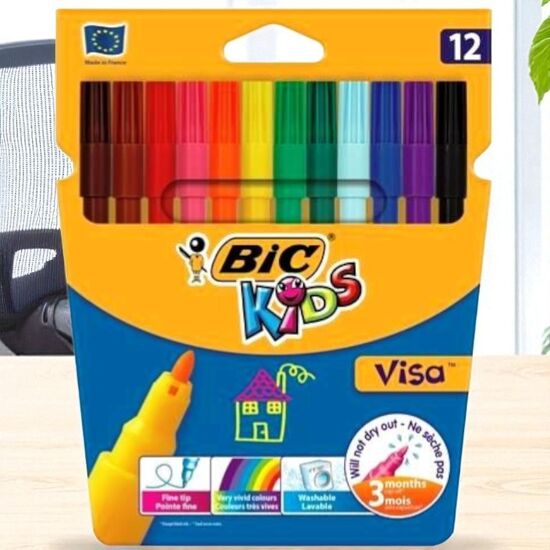 Набор моющихся фломастеров BIC Visa 12 цветов