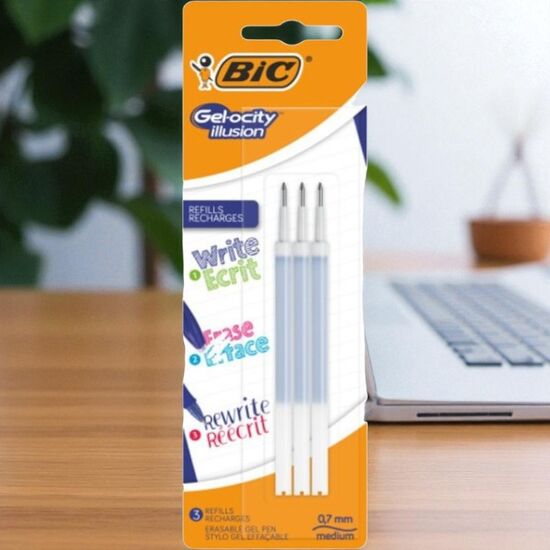 Rezerve BIC pentru pix gel gelocity Illusion, albastru, 3 buc