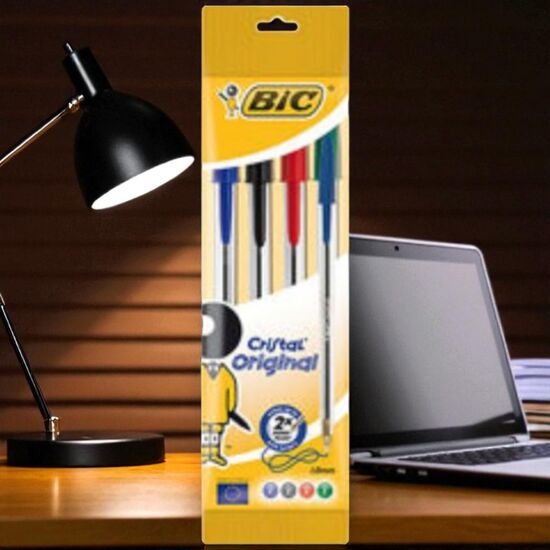 Набор ручек шариковых BIC Cristal Original, разных цветов, 4 шт
