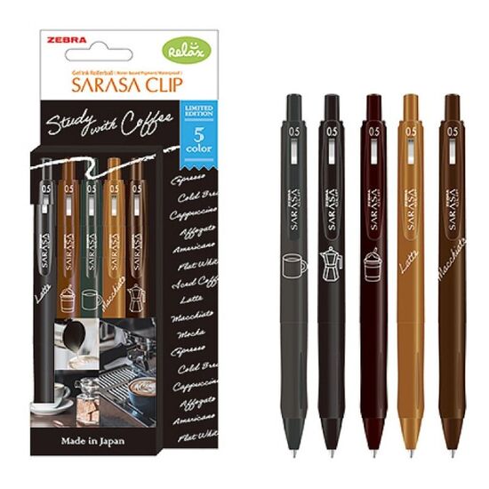 Set pix cu gel ZEBRA Sarasa Clip Study with Coffee, 0.5 mm, 5 buc, 2 image