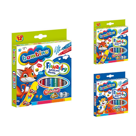 Set de carioci BAMBINO, cu sclipici, 12 bucăți