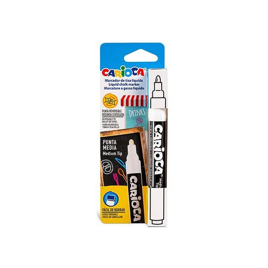 Marker pe baza de apa CARIOCA Chalk, blister, 1 buc, alb