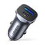 Автозарядка UGREEN, USB-A + Type-C, Алюминиевая, PD и QC, 3 A, 24 Вт, Серебристая, изображение 2