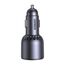 Автозарядка UGREEN, 2хType-C + USB-A, Алюминиевая, 3 A, 75 Вт, Серая, изображение 2