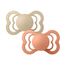 Suzeta simetrica BIBS Supreme Vanilla/Peach, silicon, 0-6 luni, 2 buc