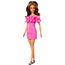 Papusa Barbie MATTEL Fashionista cu par ondulat saten si rochie roz, 6 image